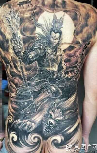二郎神纹身图案欣赏，各部位的杨戬纹身  