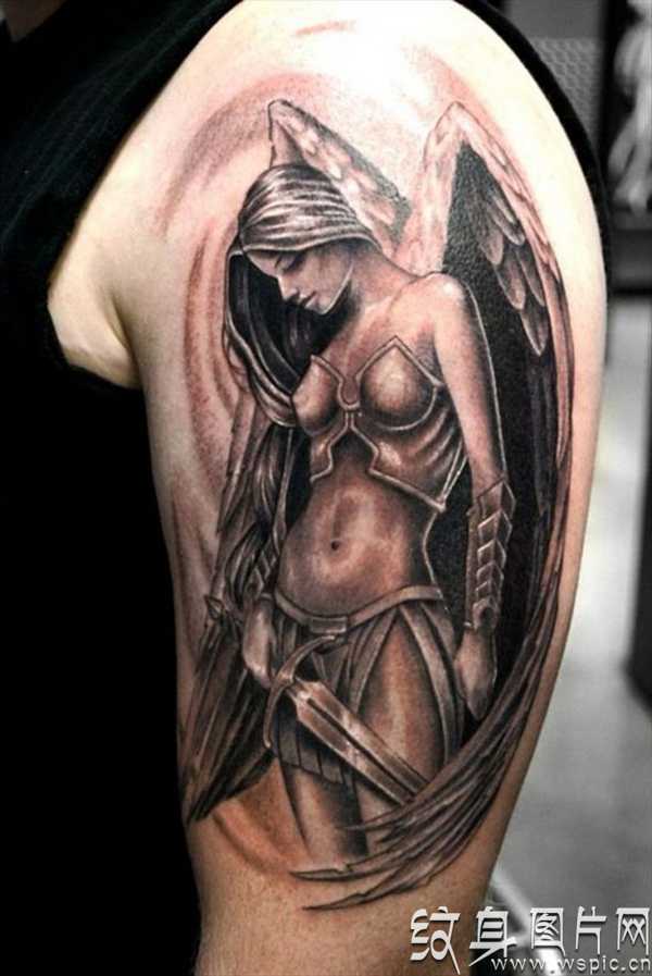 堕落天使纹身图片，来自天堂的忧郁精灵
