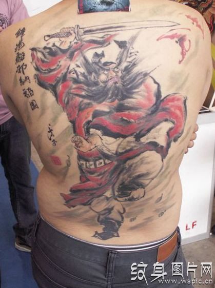 满背钟馗纹身图案，四大经典纹身主题之一