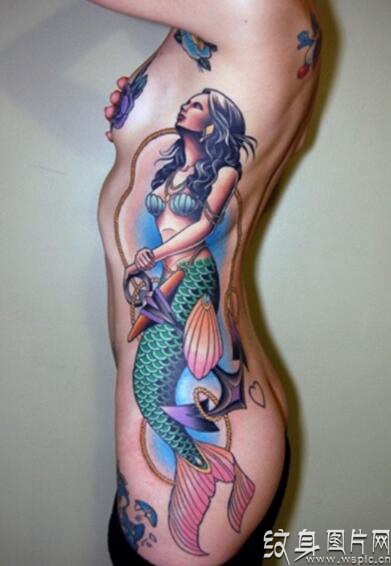 美人鱼纹身图案，古希腊传说中的鱼怪