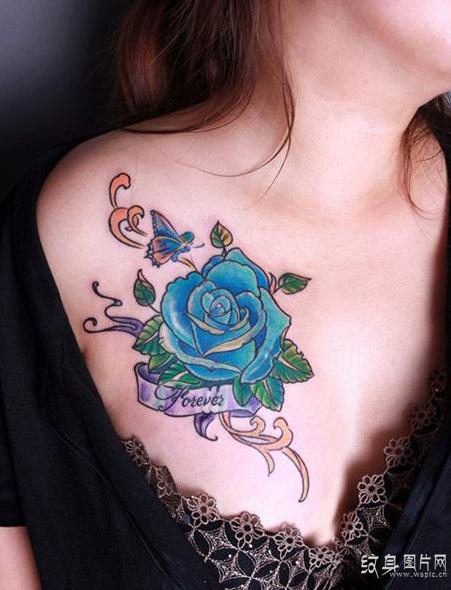 不同颜色代表不同的爱意，美女玫瑰花纹身图案欣赏