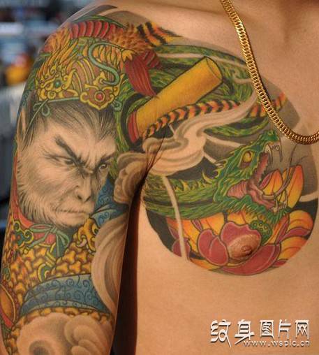 半甲纹身图案欣赏，东西方不同文化下的纹身产物