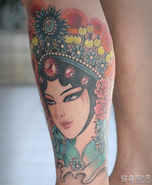 女子花旦纹身图案，现代艺术与古典文化的完美结合