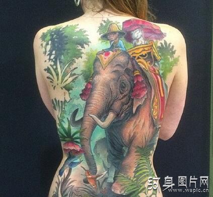 大象纹身图案欣赏，荣誉和富贵的象征