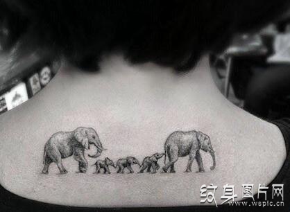 大象纹身图案欣赏，荣誉和富贵的象征