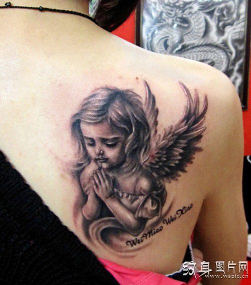小天使纹身图案欣赏，对美好爱情的向往