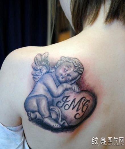 小天使纹身图案欣赏，对美好爱情的向往