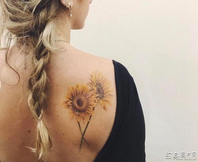 女生向日葵纹身图案精选，阳光自由的活力之花