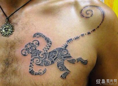 猴子纹身图案欣赏，机智长寿的象征
