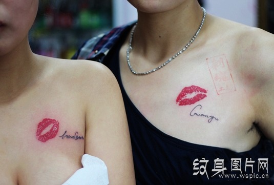 个性唇印纹身图案欣赏，属于你的爱情之吻