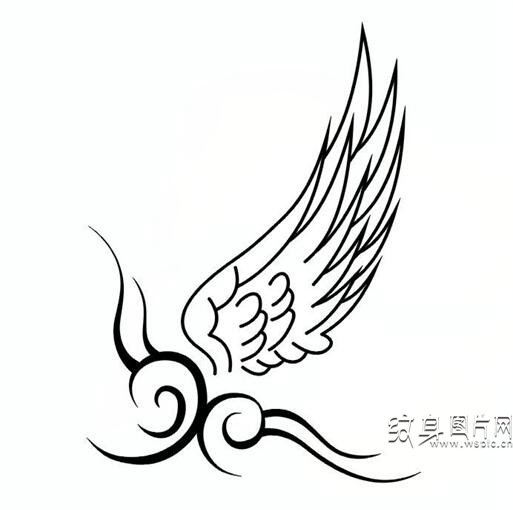 翅膀纹身手稿欣赏，赋予了我们勇敢的力量