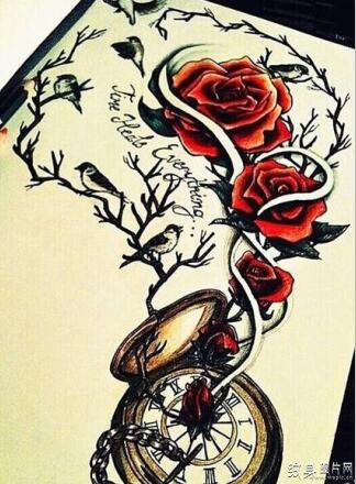 玫瑰花纹身手稿精选，精致且女人味十足