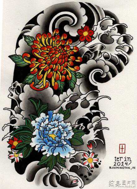 日式经典半甲纹身手稿，顶级纹身艺术家巅峰之作
