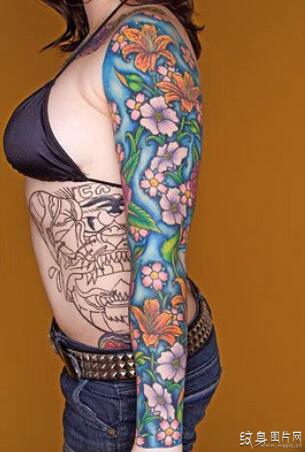 女生花臂纹身图案欣赏，花臂也可以很性感