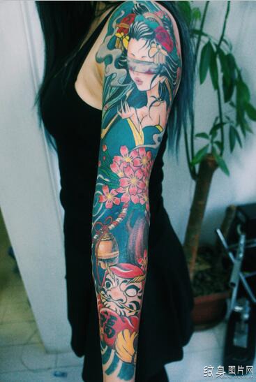  艺妓花臂纹身图案欣赏，日式文化的传播者