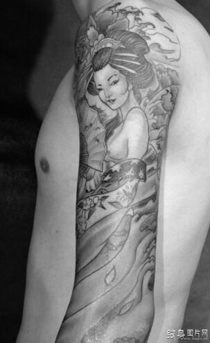  艺妓花臂纹身图案欣赏，日式文化的传播者
