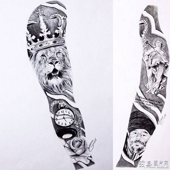 经典花臂纹身手稿，东西方不同文化下的艺术体验