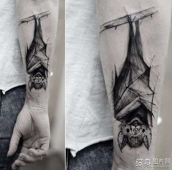 黑暗和神秘，令人毛骨悚然的蝙蝠纹身图案