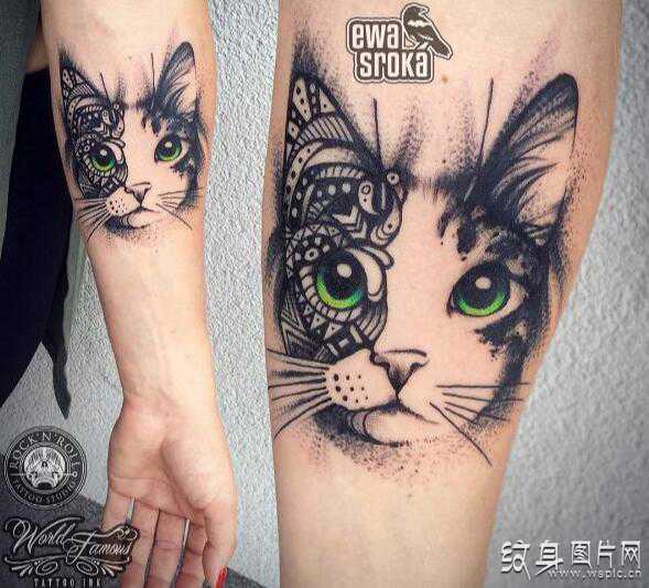 可爱猫咪纹身图案，悠久而又古老的纹身艺术