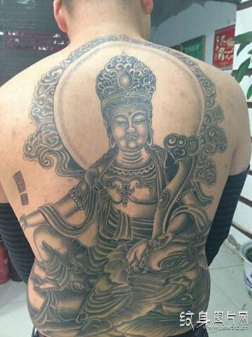 华严三圣之一的右胁侍，普贤菩萨纹身图案欣赏