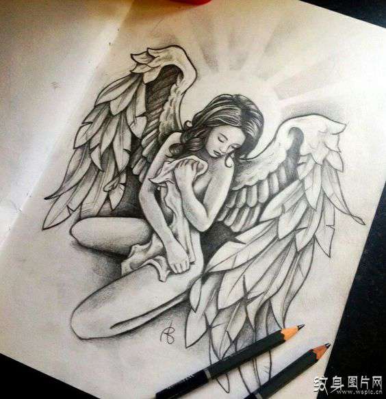 不凡的设计体验，天使纹身手稿图案参考