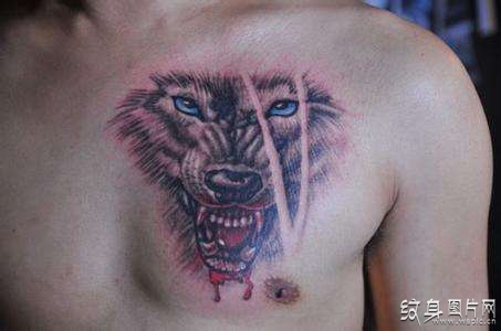 滴血狼头纹身图案欣赏，男性纹身的必选图案