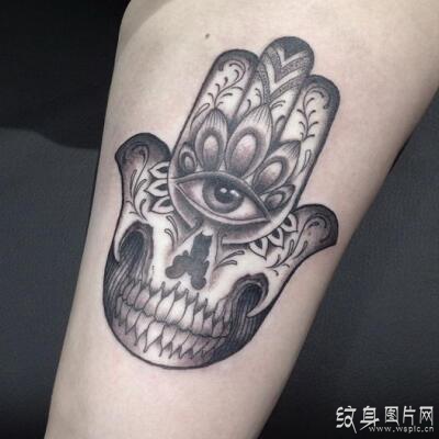 法蒂玛之手纹身图案欣赏，流传于西亚的掌型护身符