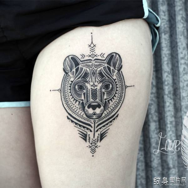欧美熊头纹身图案与手稿，匠心独运的设计大作