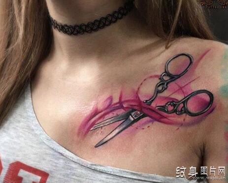 欧美炫酷纹身设计风格，个性剪刀纹身图案欣赏