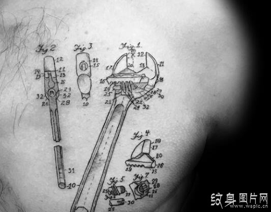 男士扳手纹身图案欣赏，欧美最炫酷的纹身设计