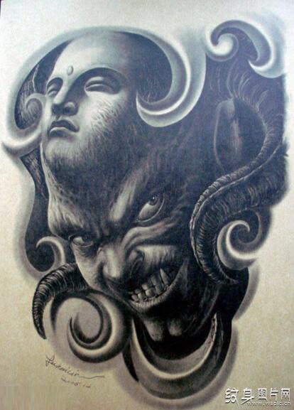 鬼头纹身图案及手稿欣赏，各种恐怖的图案设计