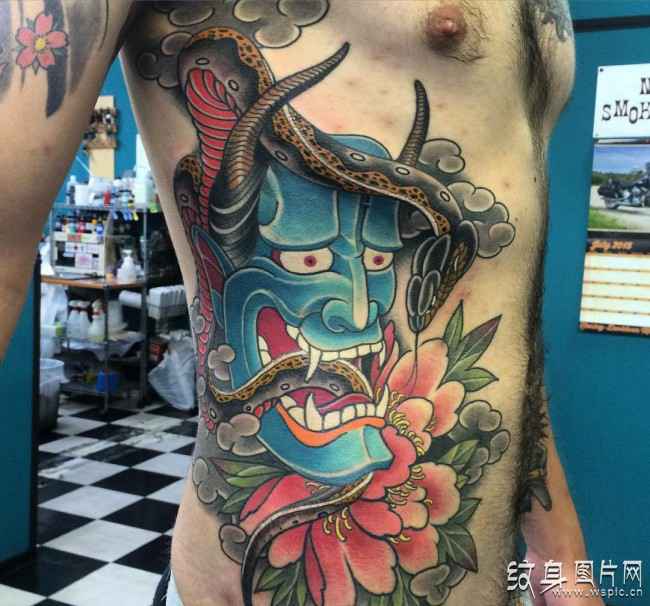 青面獠牙纹身图案欣赏，来自日本的恶灵般若纹身