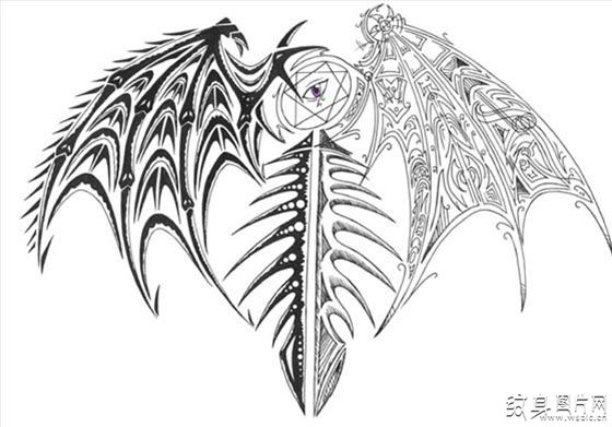 天使恶魔翅膀纹身图案及手稿 双重人性的代表
