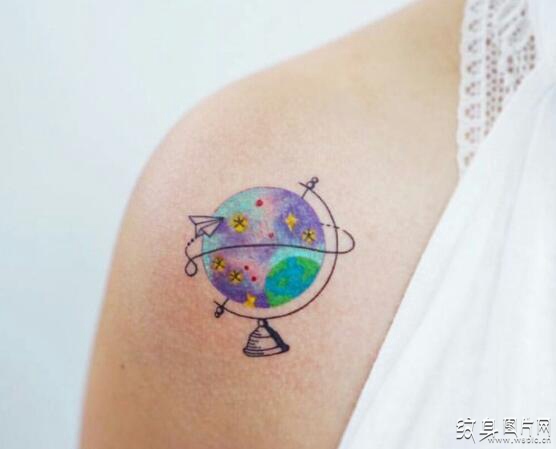 欧美地球仪纹身图案欣赏 小众个性纹身首选