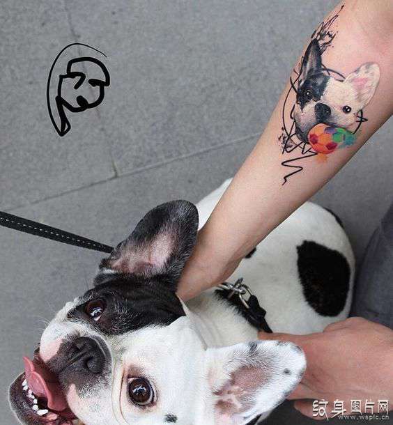 可爱狗头纹身图案 小清新风格女生的最爱