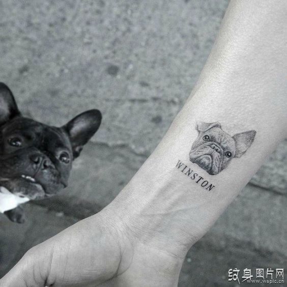 可爱狗头纹身图案 小清新风格女生的最爱