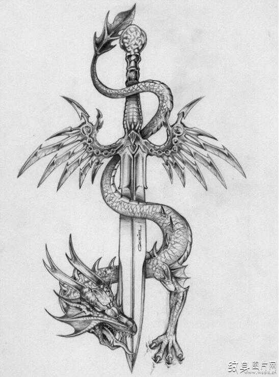  刀剑纹身图案及手稿 属于男性信仰的霸气标志