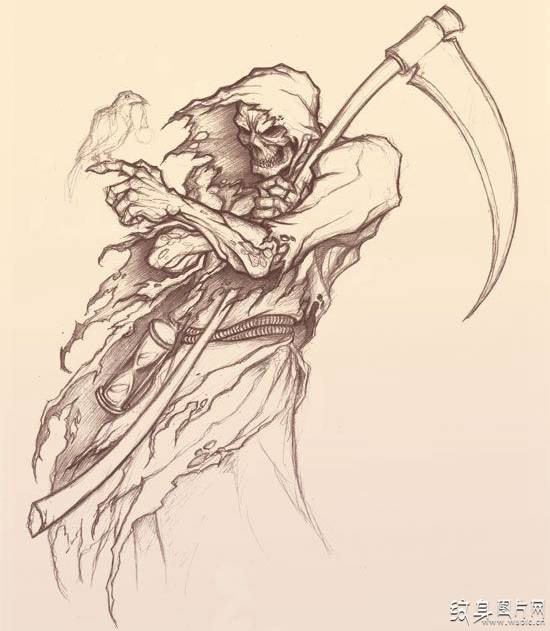死神镰刀纹身图案 来自古希腊的神秘传说