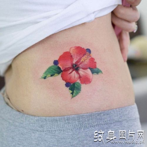 最迷人的鲜花设计之一 芙蓉花纹身图案欣赏