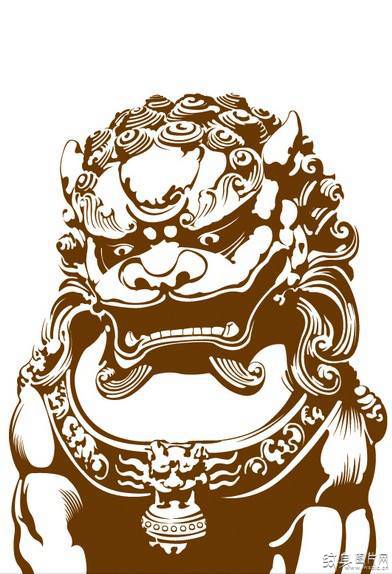 民间传统的吉祥标志 石狮子纹身图案及手稿