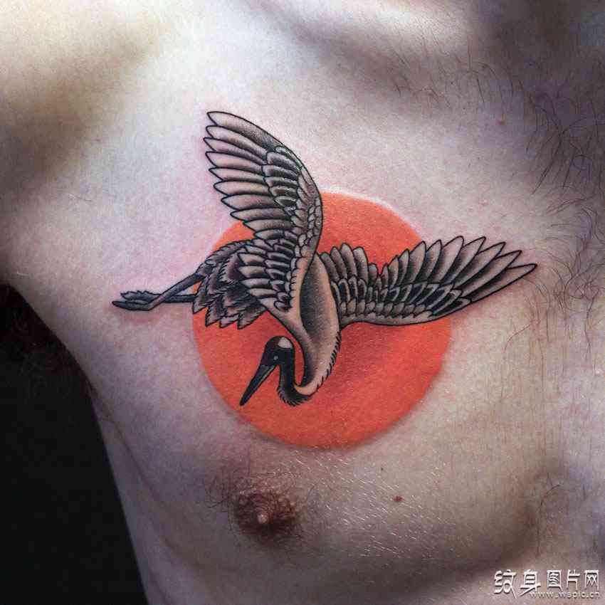 仙鹤纹身图案欣赏 一鸟之下的祥瑞圣兽