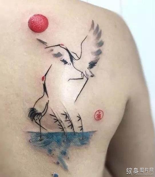 仙鹤纹身图案欣赏 一鸟之下的祥瑞圣兽