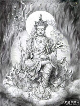 地藏王菩萨纹身及手稿 汉传藏教的四大菩萨之一