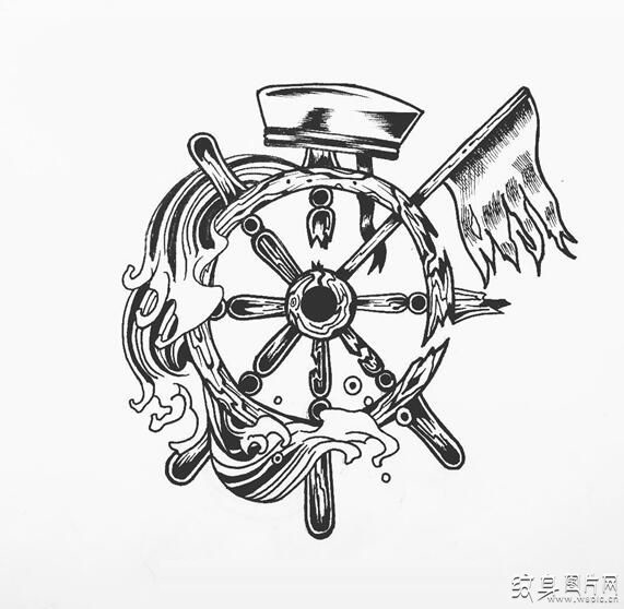 船舵纹身及手稿欣赏 富有意义的设计理念