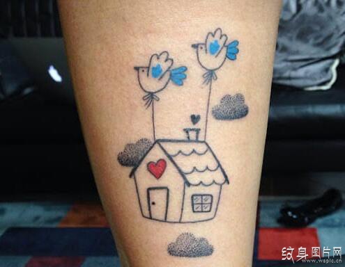 房子纹身图案欣赏 简约风格的建筑纹身设计