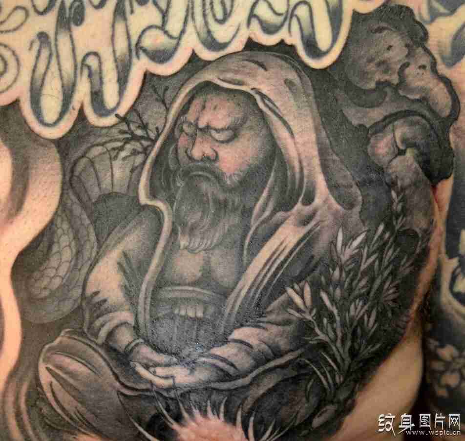 达摩纹身图案及手稿 一苇渡江的禅宗大师