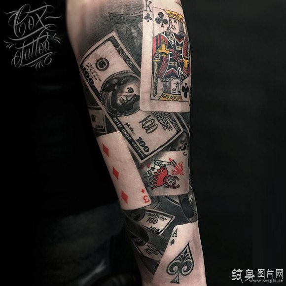 扑克牌纹身图案及手稿 意义非凡的欧美流行设计