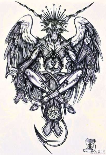 巴弗灭纹身图案及手稿 最著名的恶魔之一