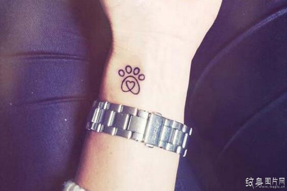 黑白猫爪纹身图案 精致唯美的爪印纹身设计