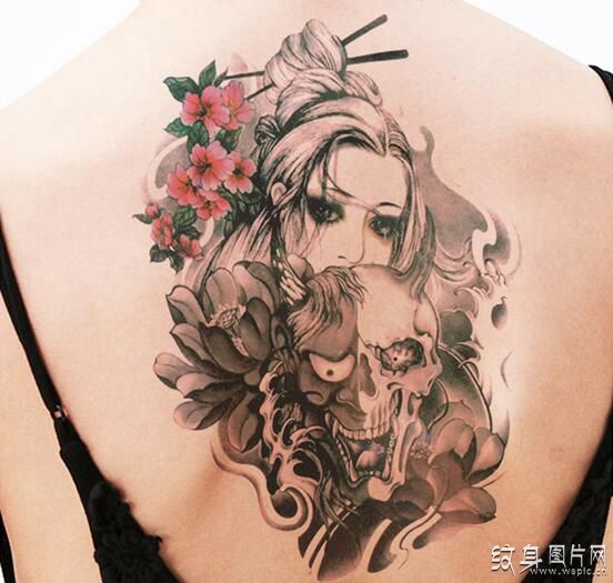 樱花女神纹身及手稿 典型日式纹身设计风格